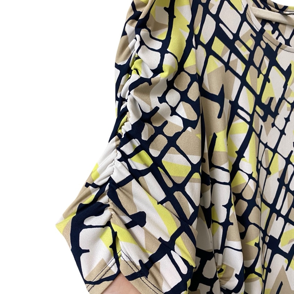 Alfani abstract wearable art funky Print blouse ruched blouse top stretch size L - Picture 4 of 13